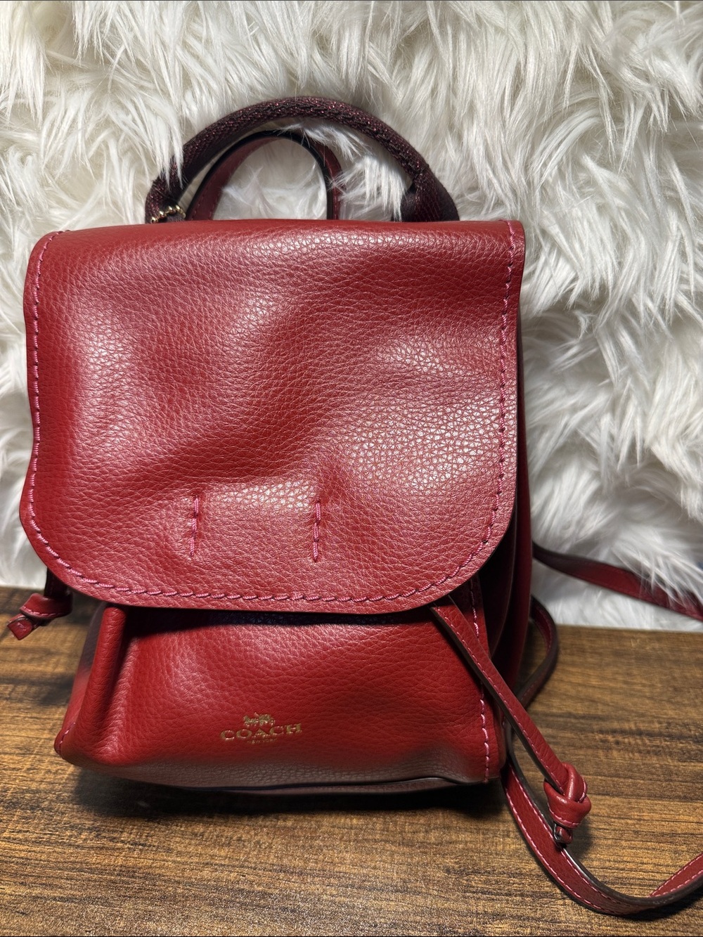 Coach Mini Leather Backpack — Deep Red - Picture 1 of 9